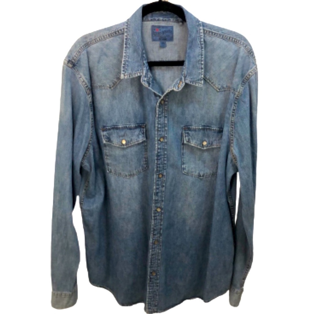 LUCKY BRAND DENIM WESTERN SHIRT • PEARL SNAPS • Sz XXL